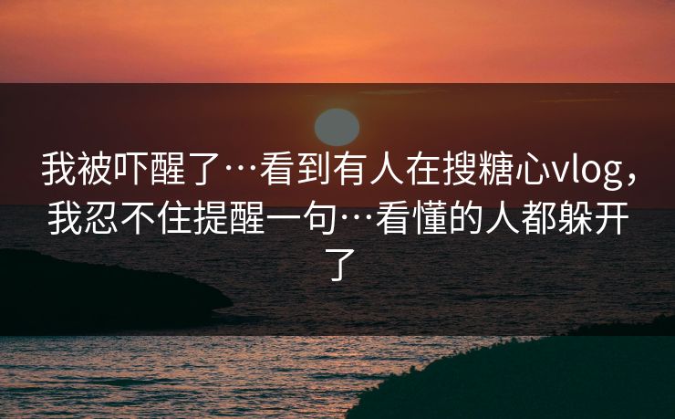 我被吓醒了…看到有人在搜糖心vlog，我忍不住提醒一句…看懂的人都躲开了