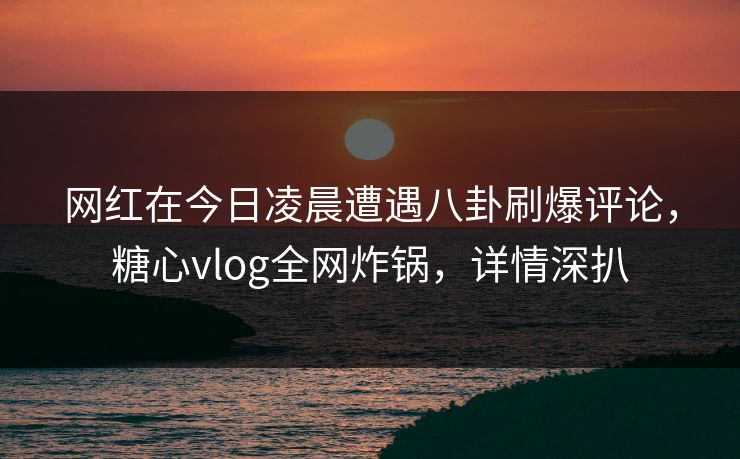 网红在今日凌晨遭遇八卦刷爆评论,糖心vlog全网炸锅,详情深扒