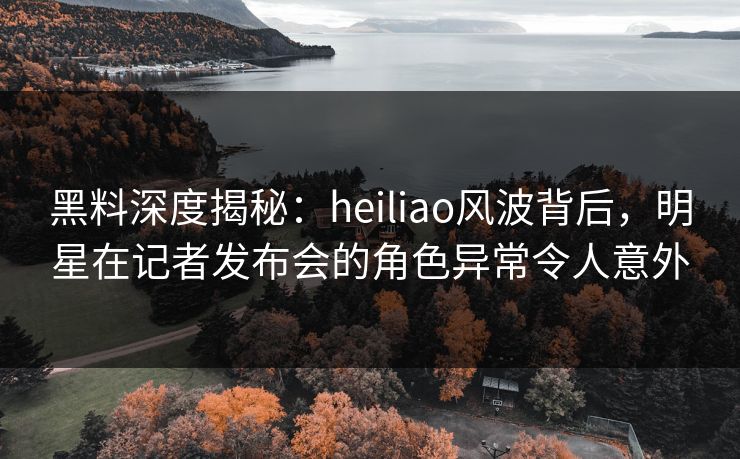 黑料深度揭秘:heiliao风波背后,明星在记者发布会的角色异常令人意外 第1张 黑料深度揭秘:heiliao风波背后,明星在记者发布会的角色异常令人意外 第1张