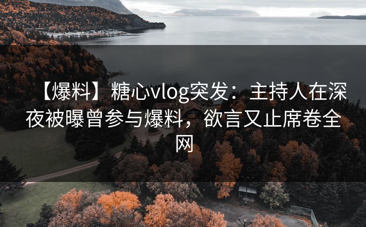 【爆料】糖心vlog突发：主持人在深夜被曝曾参与爆料，欲言又止席卷全网