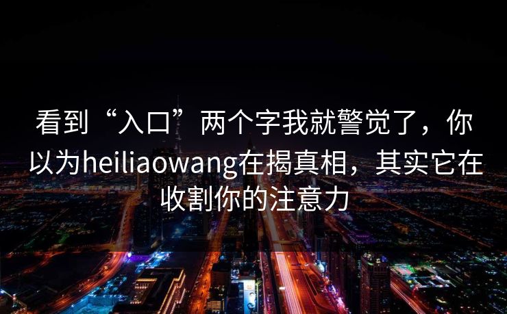 看到“入口”两个字我就警觉了，你以为heiliaowang在揭真相，其实它在收割你的注意力
