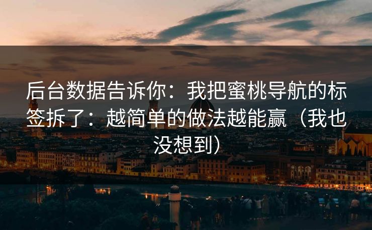 后台数据告诉你:我把蜜桃导航的标签拆了:越简单的做法越能赢(我也没想到) 后台数据告诉你:我把蜜桃导航的标签拆了:越简单的做法越能赢(我也没想到)